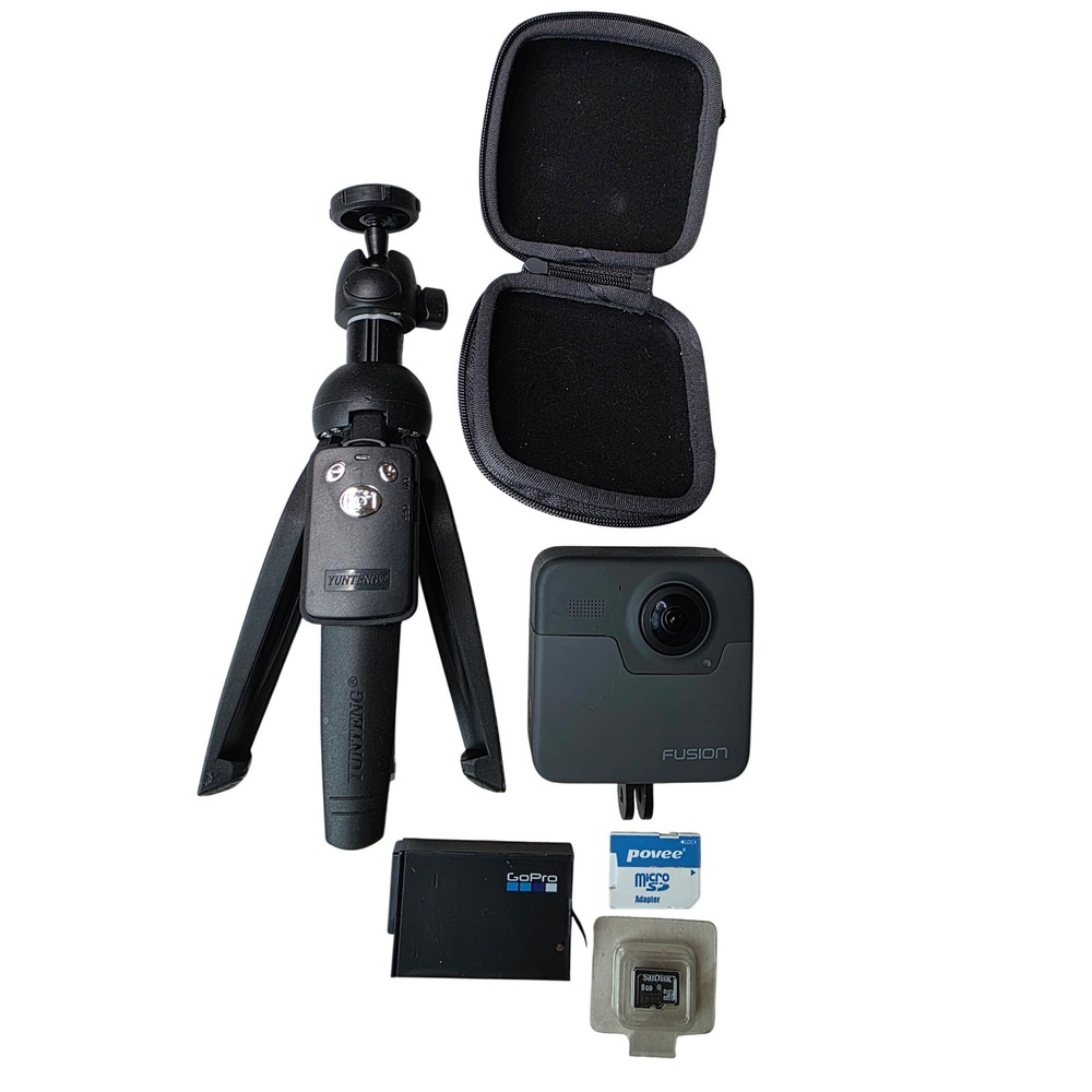 GoPro Fusion 360 Waterproof Action Camera Bundle with Tripod Case 8GB SD Card W3